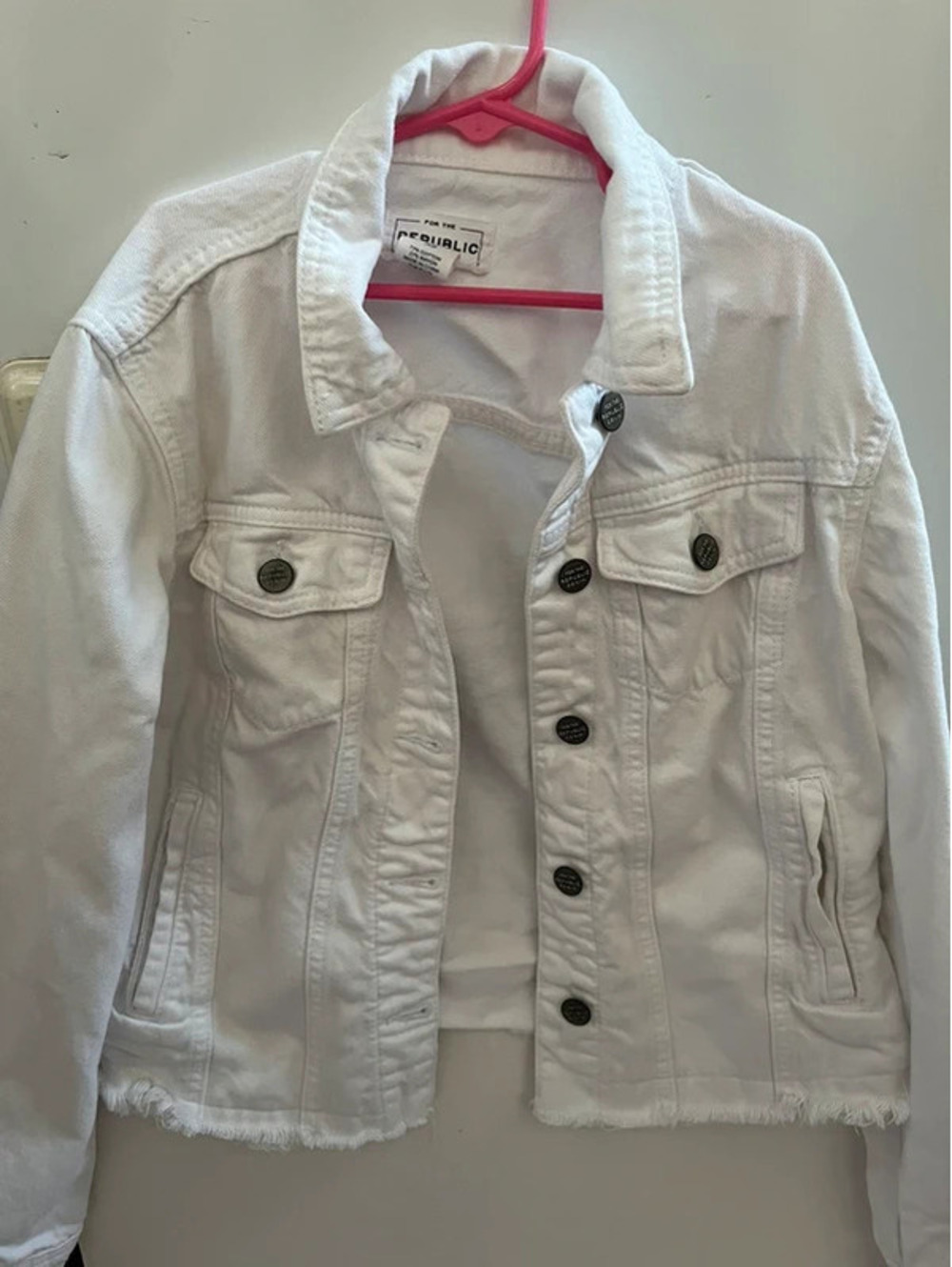 For the Republic white Jean denim jacket woman girl XS buttons